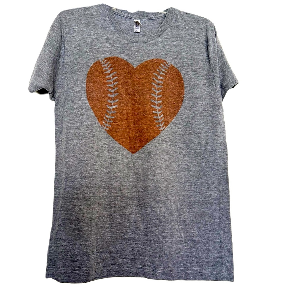 American Apparel ⚾️ Baseball Heart Love Orange Team Fan T-Shirt • Unisex Medium